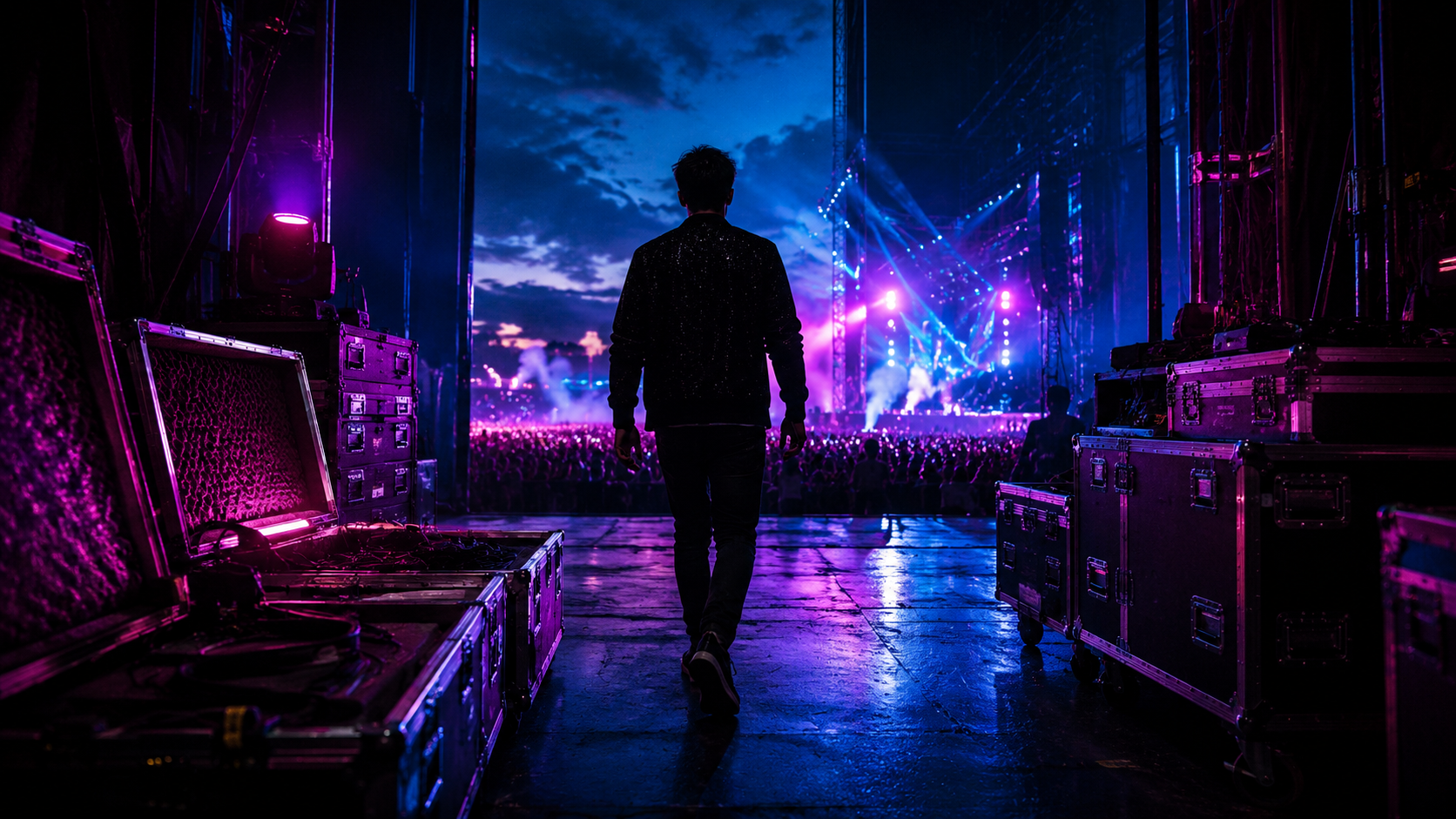 Backstage view before a live event launch